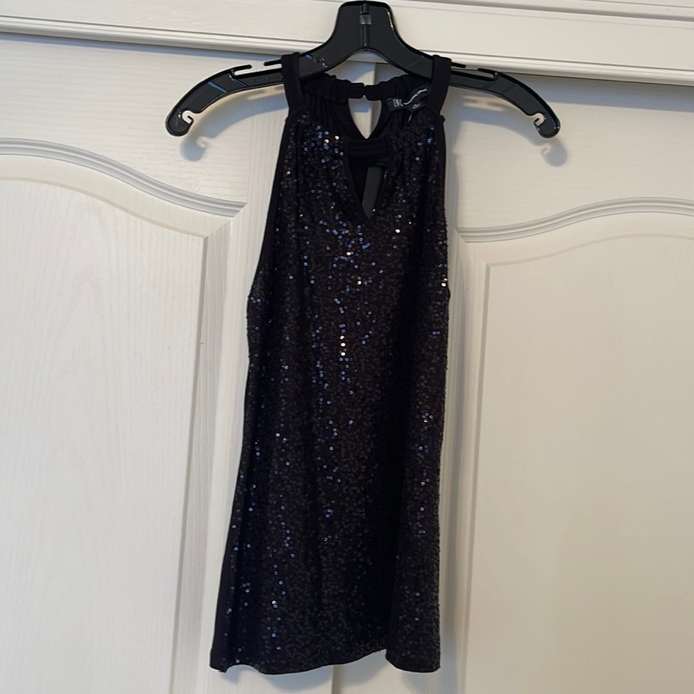 Black sequin INC international concepts sleeveless top XS